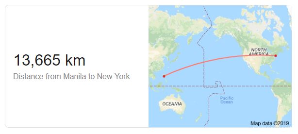 distance to new york and manila